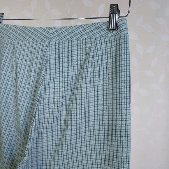 Vintage Esprit High Rise Straight Leg Preppy Academia Plaid Trouser Sage Green - Picture 11 of 16